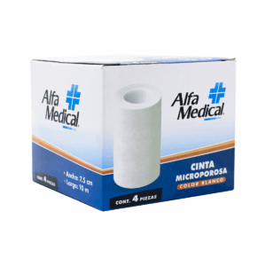 CINTA MICROPOROSA - BLANCA - 7.5 CM X 10 M - 4 Pz