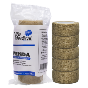 VENDA AUTOADHERIBLE - 2.5 CM X 4.5 M - PIEL - Bolsa con 5 Pz