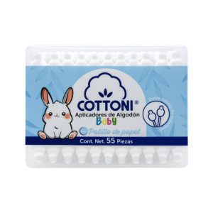 APLICADORES DE ALGODÓN COTTONI - PARA BEBÉ - PALILLO DE PAPEL - 55 pz
