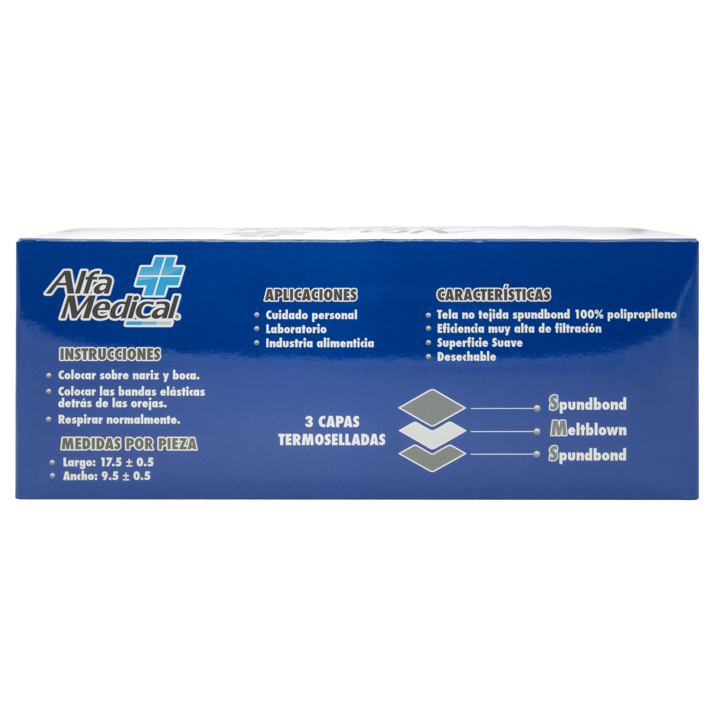 CUBREBOCAS DESECHABLE - TRES CAPAS - ADULTO COLOR NEGRO - Caja 50 pz - Imagen 2